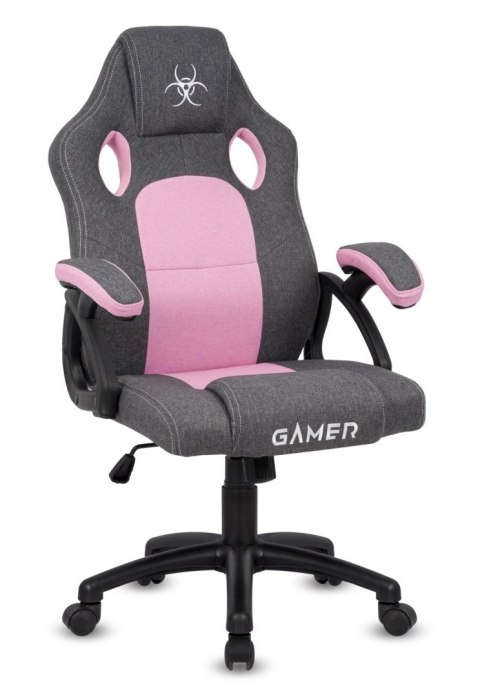 Lugano Fotel obrotowy do biurka CARRERA M STONE GREY + PINK FABRIC