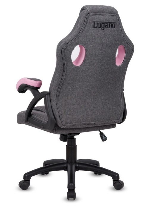 Lugano Fotel obrotowy do biurka CARRERA M STONE GREY + PINK FABRIC
