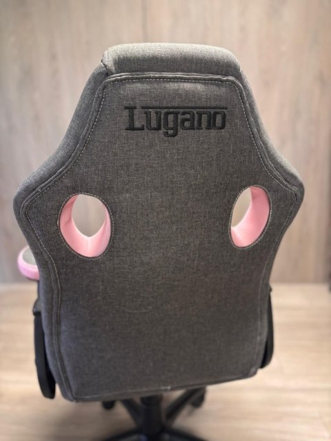 Lugano Fotel obrotowy do biurka CARRERA M STONE GREY + PINK FABRIC