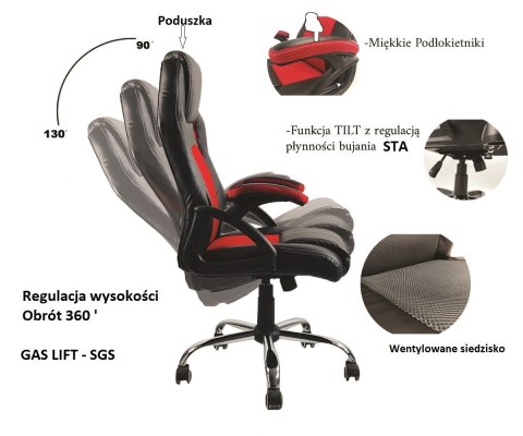Lugano Fotel obrotowy do biurka CARRERA M STONE GREY + PINK FABRIC