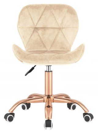 Lugano Krzesło obrotowe VASTO OFFICE VELVET BEIGE ROSE GOLD