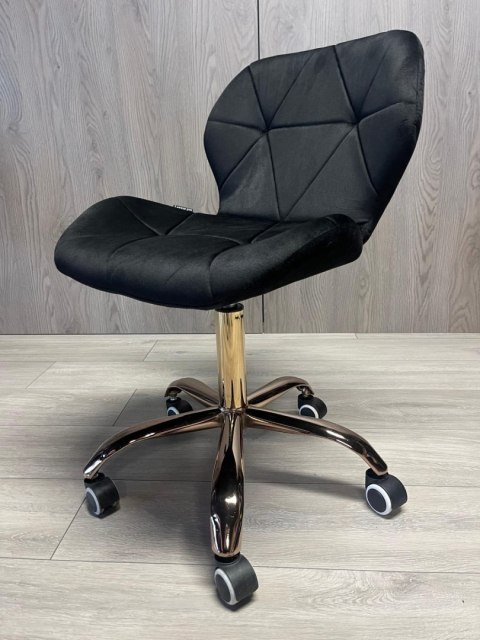 Lugano Krzesło obrotowe VASTO OFFICE VELVET BLACK ROSE GOLD