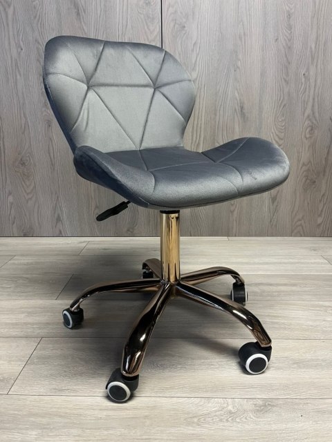 Lugano Krzesło obrotowe VASTO OFFICE VELVET DARK GREY ROSE GOLD