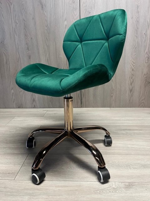 Lugano Krzesło obrotowe VASTO OFFICE VELVET GREEN ROSE GOLD