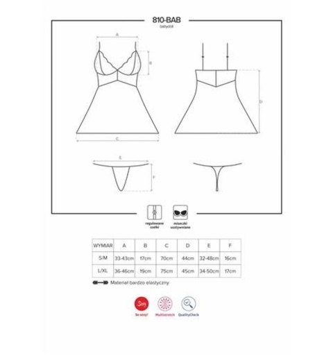 Babydoll koronkowy z stringami Obsessive biały L/XL
