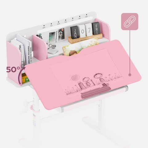 Ergonomiczne biurko dla dziecka Study 5.0 Pink 90 cm