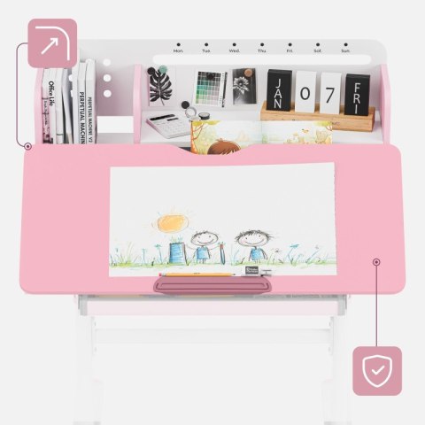 Ergonomiczne biurko dla dziecka Study 5.0 Pink 90 cm