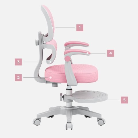 Fotel ergonomiczny dla dzieci Junior 4.4 Pink