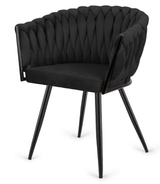 Lugano Krzesło plecione Lugano fotel TRECCIA BLACK VELVET SMOKE