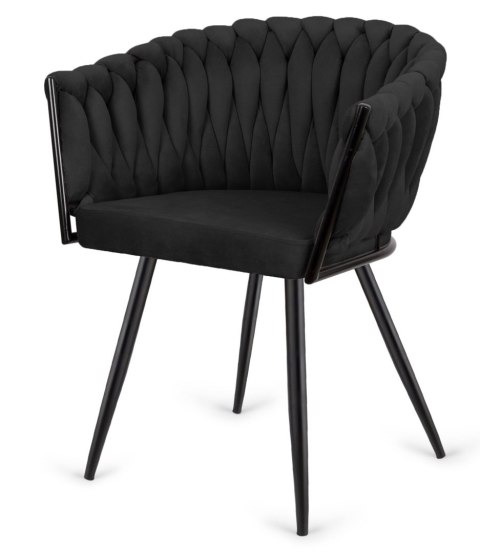 Lugano Krzesło plecione Lugano fotel TRECCIA BLACK VELVET SMOKE