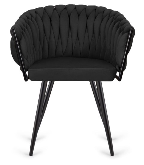 Lugano Krzesło plecione Lugano fotel TRECCIA BLACK VELVET SMOKE