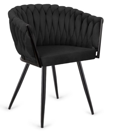 Lugano Krzesło plecione Lugano fotel TRECCIA BLACK VELVET SMOKE