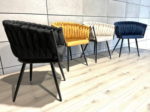 Lugano Krzesło plecione Lugano fotel TRECCIA BLACK VELVET SMOKE