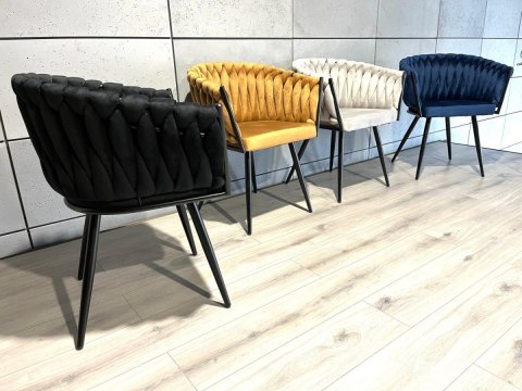 Lugano Krzesło plecione Lugano fotel TRECCIA BLACK VELVET SMOKE