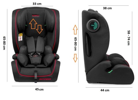 Bebico Fotelik samochodowy Bebico DEFENDER RED i-Size 76-150 cm wzrostu (9-36kg)