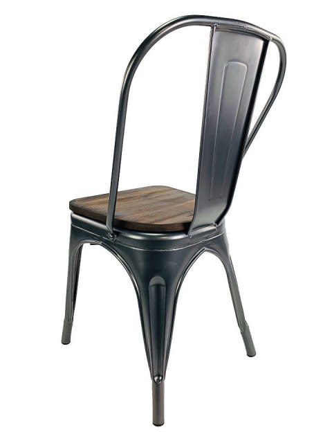 Lugano Krzesło metalowe loft CORSICA GRAPHITE WOOD