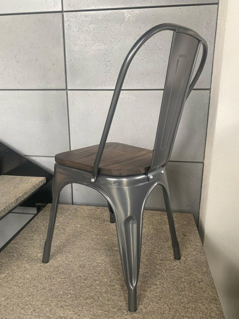 Lugano Krzesło metalowe loft CORSICA GRAPHITE WOOD