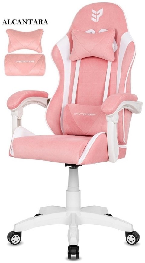 Prototype Fotel obrotowy gamingowy ENZO XL PINK + WHITE ALCANTARA ICE