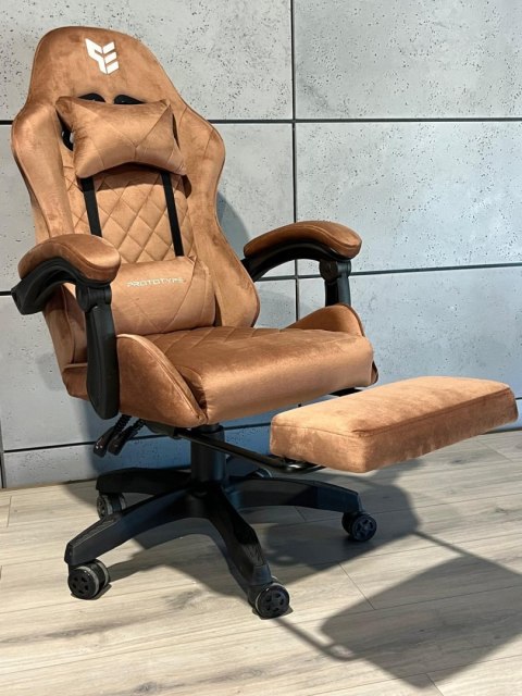 Prototype Fotel obrotowy gamingowy XL POKER PRO BROWN ALCANTARA