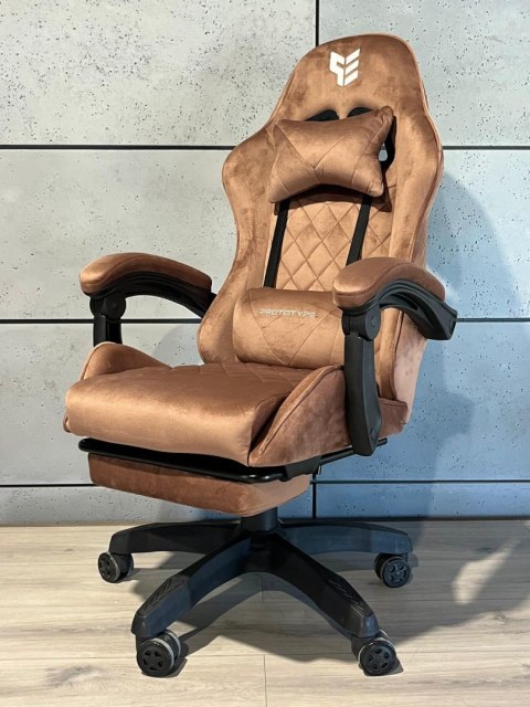 Prototype Fotel obrotowy gamingowy XL POKER PRO BROWN ALCANTARA