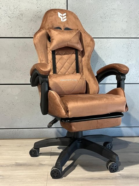 Prototype Fotel obrotowy gamingowy XL POKER PRO BROWN ALCANTARA