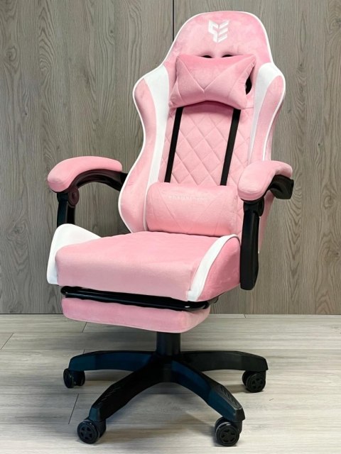 Prototype Fotel obrotowy gamingowy XL POKER PRO PINK + WHITE ALCANTARA