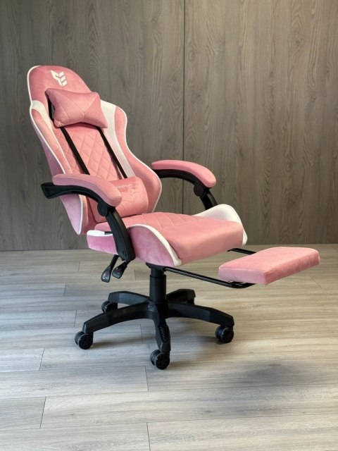 Prototype Fotel obrotowy gamingowy XL POKER PRO PINK + WHITE ALCANTARA