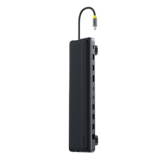 HUB Stacja dokująca 12w1 USB-C HDMI DisplayPort USB-A SD/microSD RJ45 PD - szara