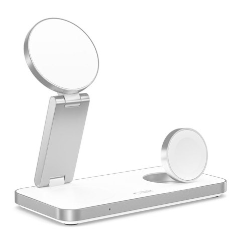 Ładowarka indukcyjna 3w1 do iPhone Apple Watch AirPods + kabel USB-C MagSafe - biała