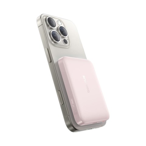 Powerbank indukcyjny 10000mAh 22.5W MagSafe z kablem USB-C 20V/3A 0.3m - różowy