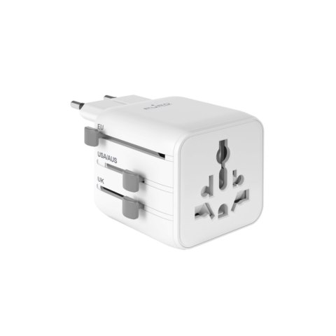 Adapter podróżny uniwersalny przejściówka do gniazdek elektrycznych EU UK US AUS - biały