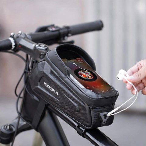Sakwa rowerowa na ramę pancerna z kieszonką na telefon nawigację 1.7l - czarna
