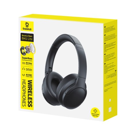 Słuchawki bezprzewodowe nauszne mocny bas Bass BH1 Bluetooth - czarne