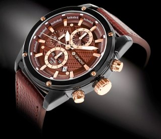 Giewont Zegarek Męski Giewont Chronograph Sapphire Czarno Brązowy GW8810-A3