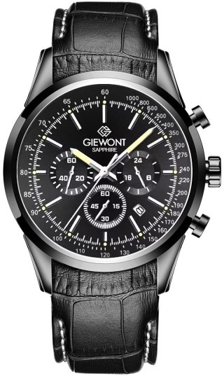 Giewont Zegarek Męski Giewont Chronograph Sapphire Czarny GW7650-A4