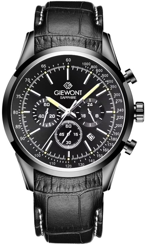Giewont Zegarek Męski Giewont Chronograph Sapphire Czarny GW7650-A4