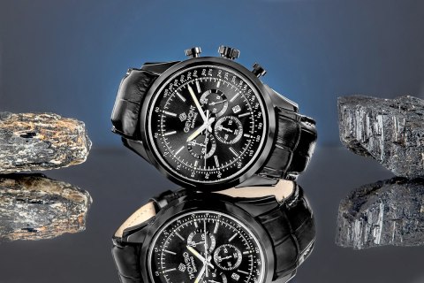 Giewont Zegarek Męski Giewont Chronograph Sapphire Czarny GW7650-A4