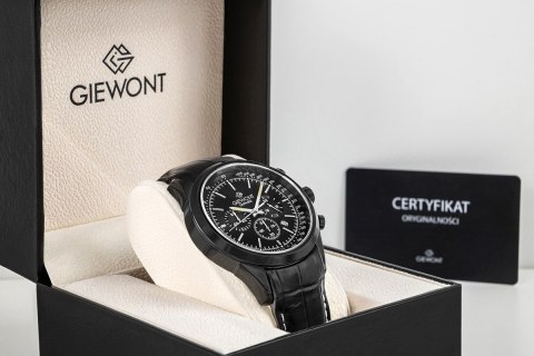 Giewont Zegarek Męski Giewont Chronograph Sapphire Czarny GW7650-A4