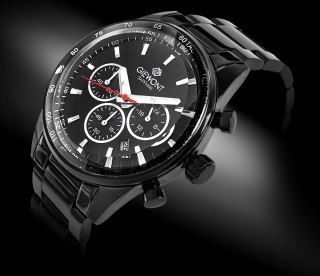 Giewont Zegarek Męski Giewont Chronograph Sapphire Czarny GW9140-B2