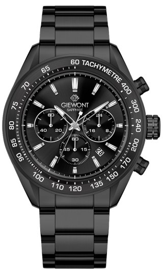 Giewont Zegarek Męski Giewont Chronograph Sapphire Czarny GW9580-B2