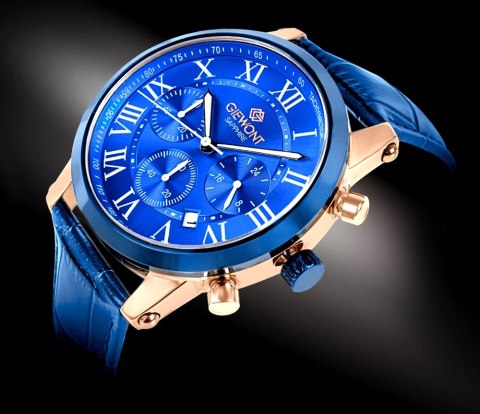Giewont Zegarek Męski Giewont Chronograph Sapphire Miedziano Niebieski GW6260-A5