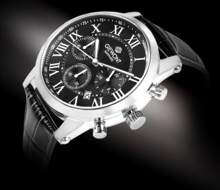 Giewont Zegarek Męski Giewont Chronograph Sapphire Srebrno Czarny GW6260-A2