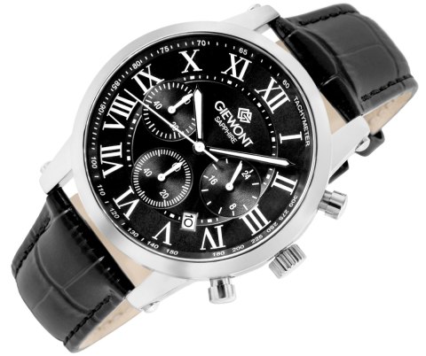 Giewont Zegarek Męski Giewont Chronograph Sapphire Srebrno Czarny GW6260-A2