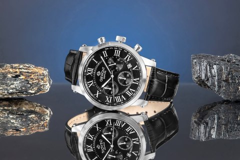 Giewont Zegarek Męski Giewont Chronograph Sapphire Srebrno Czarny GW6260-A2