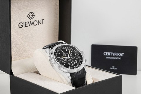 Giewont Zegarek Męski Giewont Chronograph Sapphire Srebrno Czarny GW7650-A2