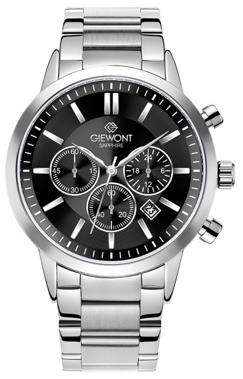 Giewont Zegarek Męski Giewont Chronograph Sapphire Srebrno Czarny GW8510-B1