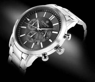 Giewont Zegarek Męski Giewont Chronograph Sapphire Srebrno Czarny GW8510-B1
