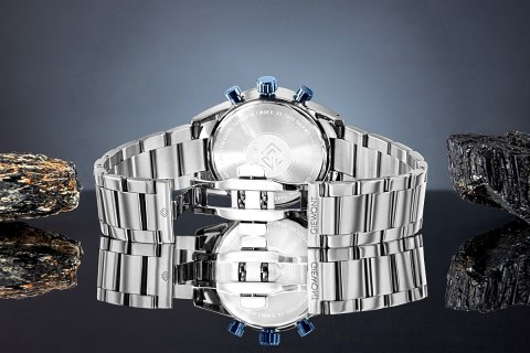 Giewont Zegarek Męski Giewont Chronograph Sapphire Srebrno Czarny GW9140-B1