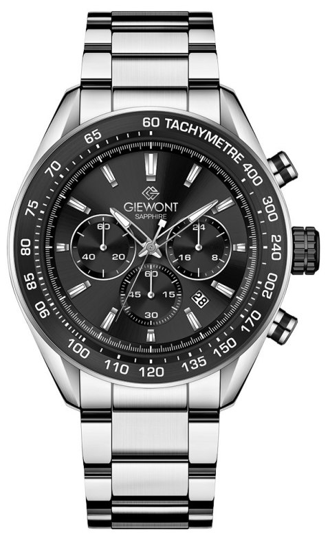 Giewont Zegarek Męski Giewont Chronograph Sapphire Srebrno Czarny GW9580-B1