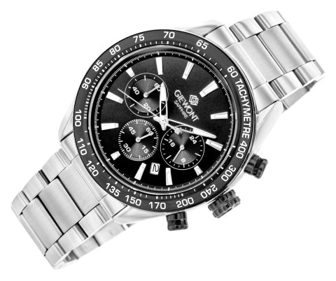 Giewont Zegarek Męski Giewont Chronograph Sapphire Srebrno Czarny GW9580-B1
